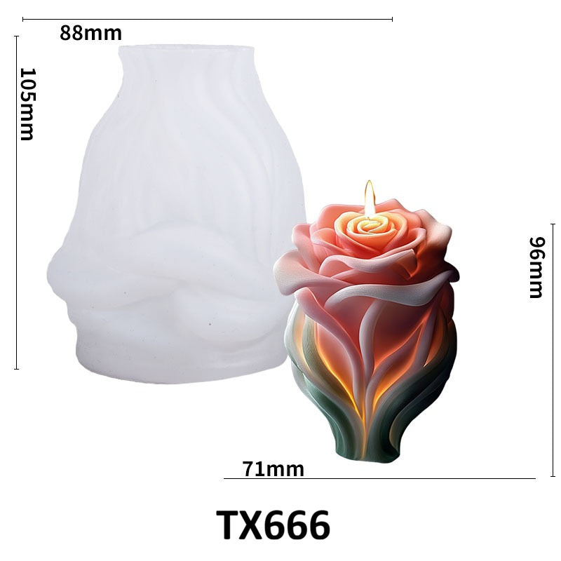 Rose Heart Scented Candle Silicone Mold