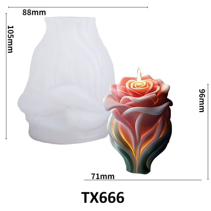 Rose Heart Scented Candle Silicone Mold