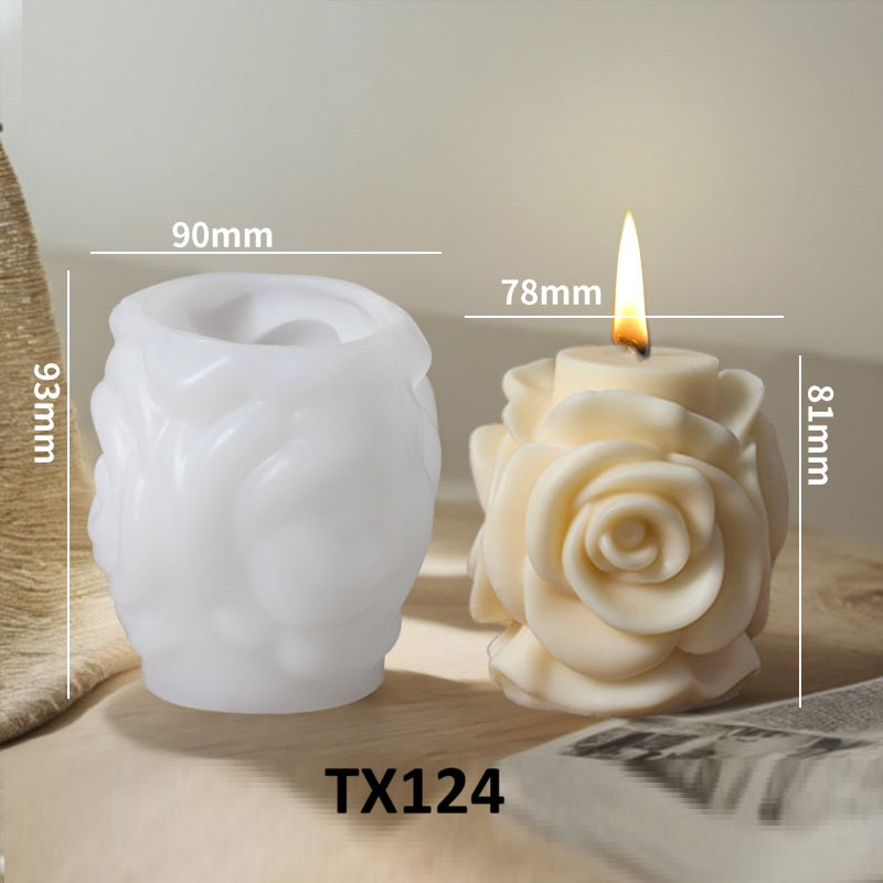 3D Rose Flower Column Silicone Mold for Candle Making