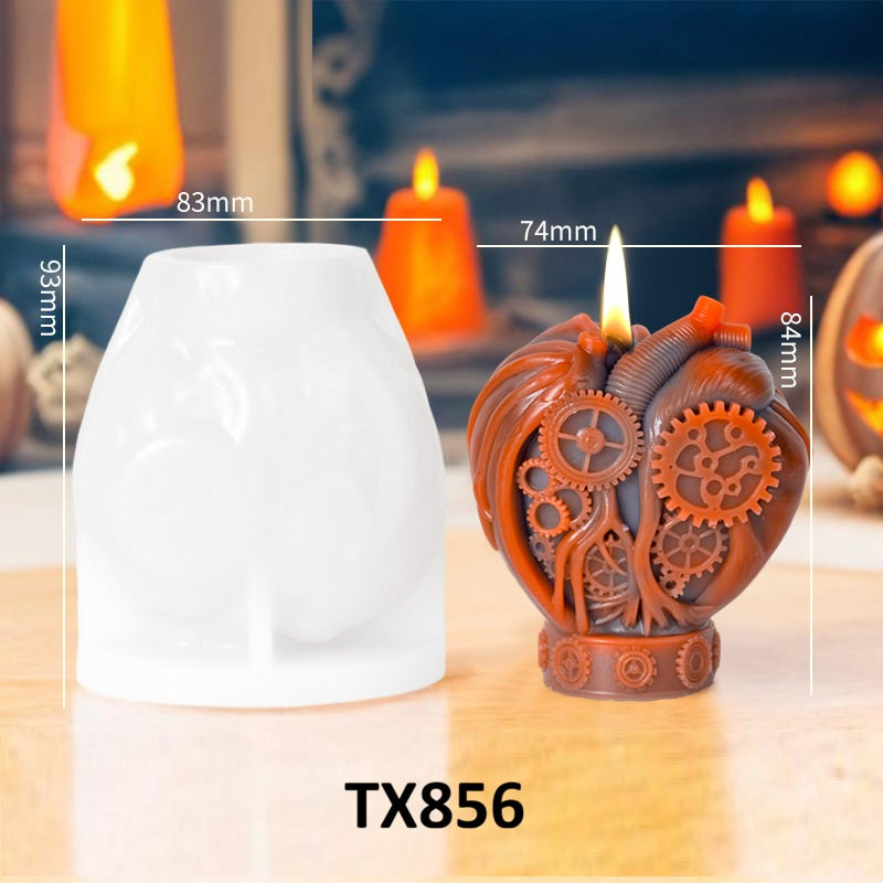 Mechanical Heart Skull Scented Candle Mold