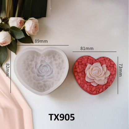 3D Woven Heart with Rose Silicone Candle Mold