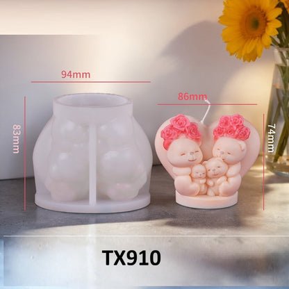Valentine's Day Rose Bear Scented Candle Silicone Mold
