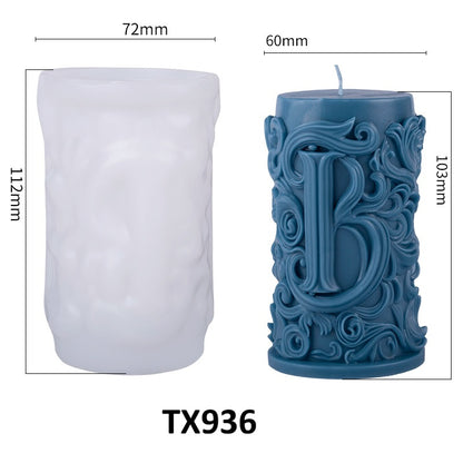 Alphabet Cylinder Silicone Scented Candle Mold