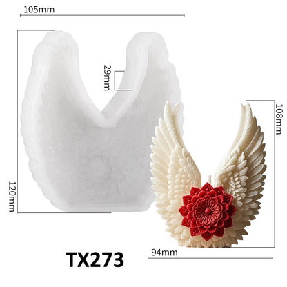 3D Angel Wings & Flower Silicone Candle Mold
