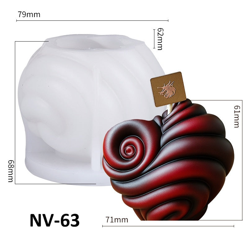 Spiral Heart Snail Scented Candle Silicone Mold