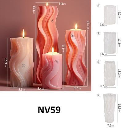 Modern Wavy Cylinder Silicone Candle Mold