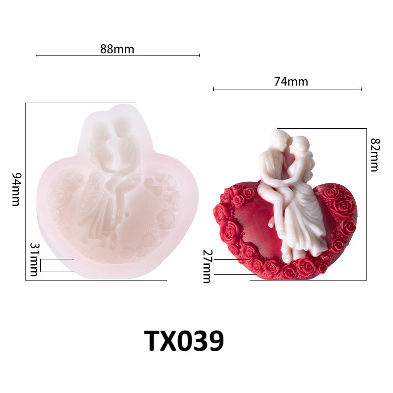 Heart-Shaped Wedding Scented Candle Silicone Mold