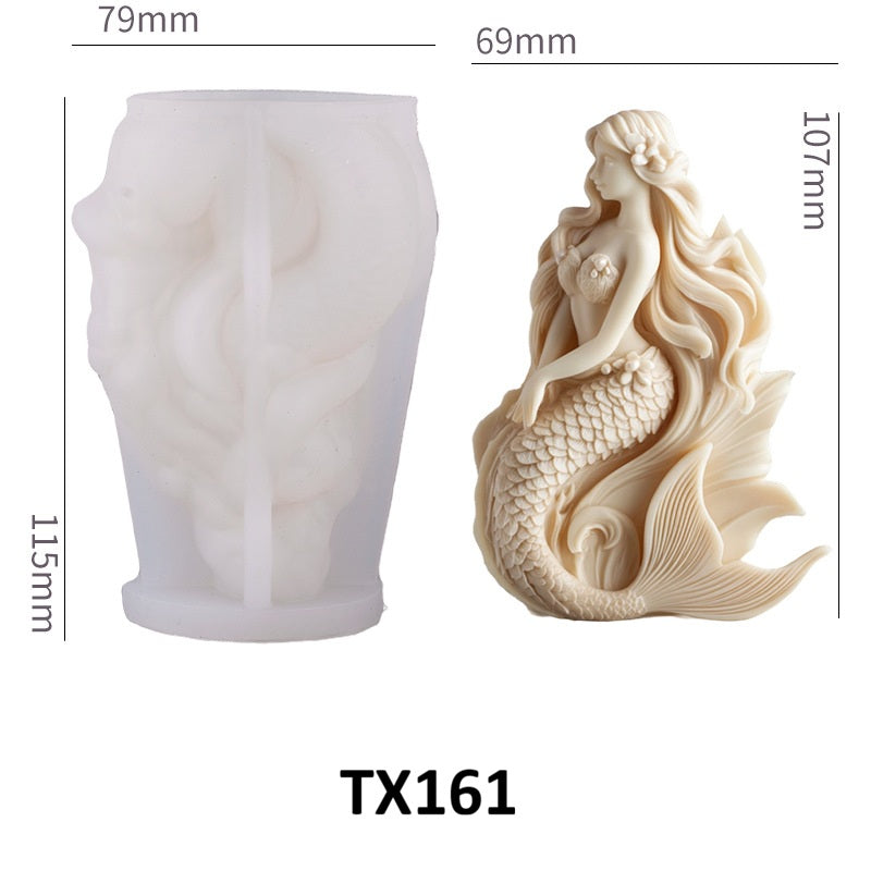 3D Oceanic Mermaid Silicone Candle Mold