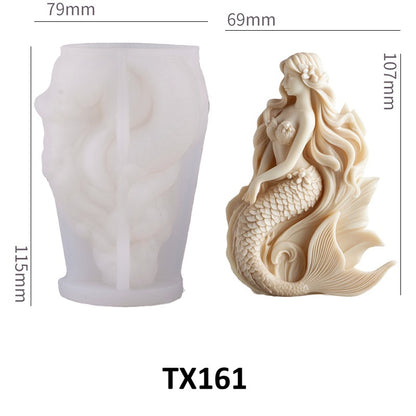 3D Oceanic Mermaid Silicone Candle Mold