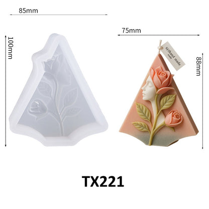 3D Human Face in Lotus Flower Silicone Candle Mold