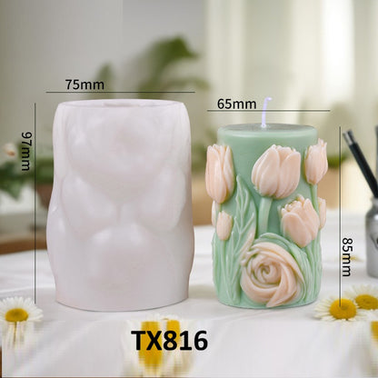 3D Blooming Flower Pillar Silicone Candle Mold