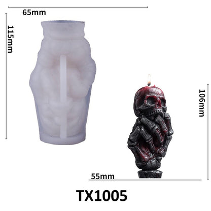 Halloween 3D Skull Hand Silicone Candle Mold