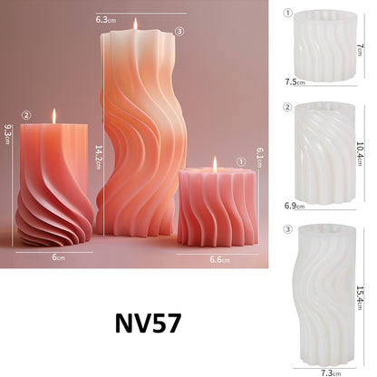 Modern Wavy Cylinder Silicone Candle Mold