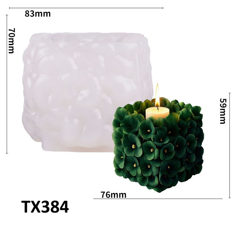 Square Hydrangea Scented Candle Silicone Mold