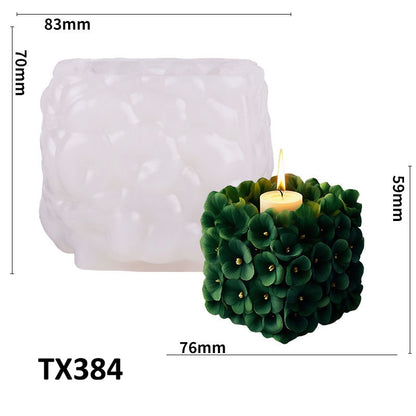Square Hydrangea Scented Candle Silicone Mold