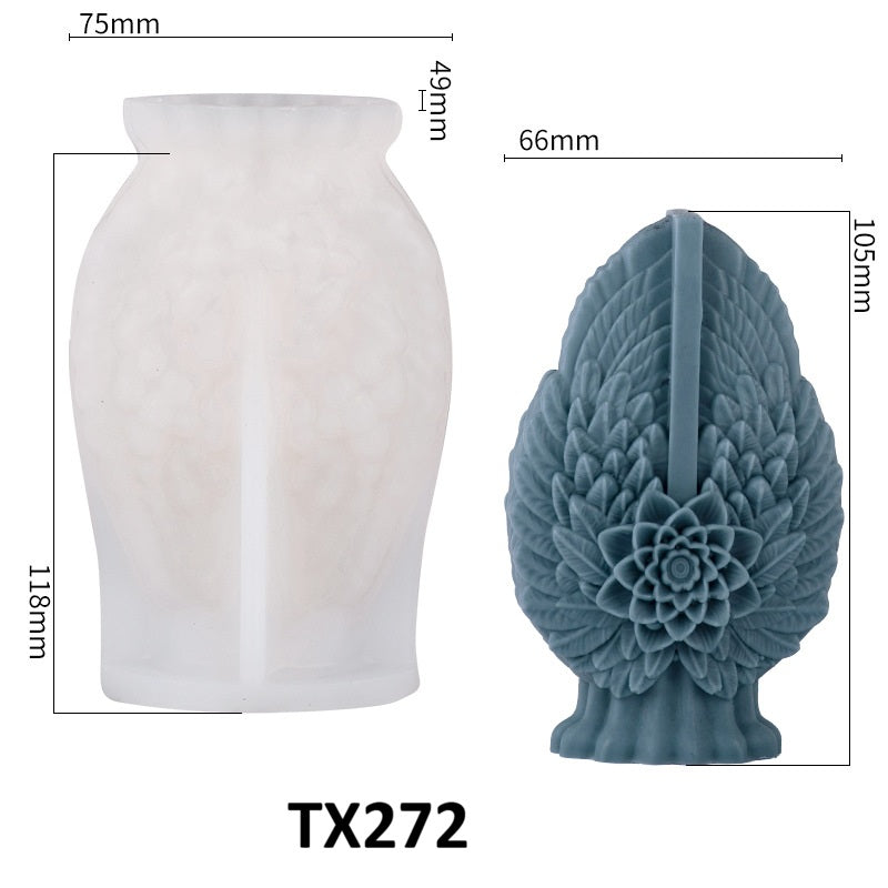 3D Angel Wings & Flower Silicone Candle Mold
