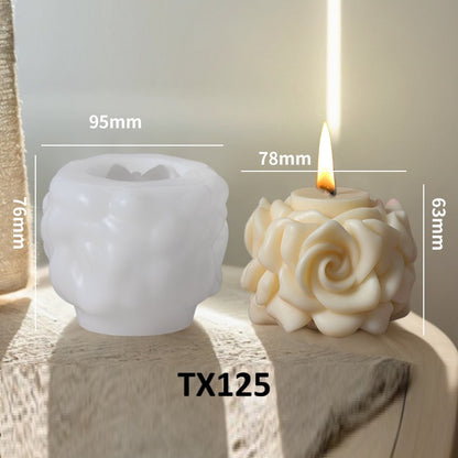 3D Rose Flower Column Silicone Mold for Candle Making