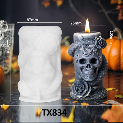 Cylindrical Snake Scented Candle Silicone Mold