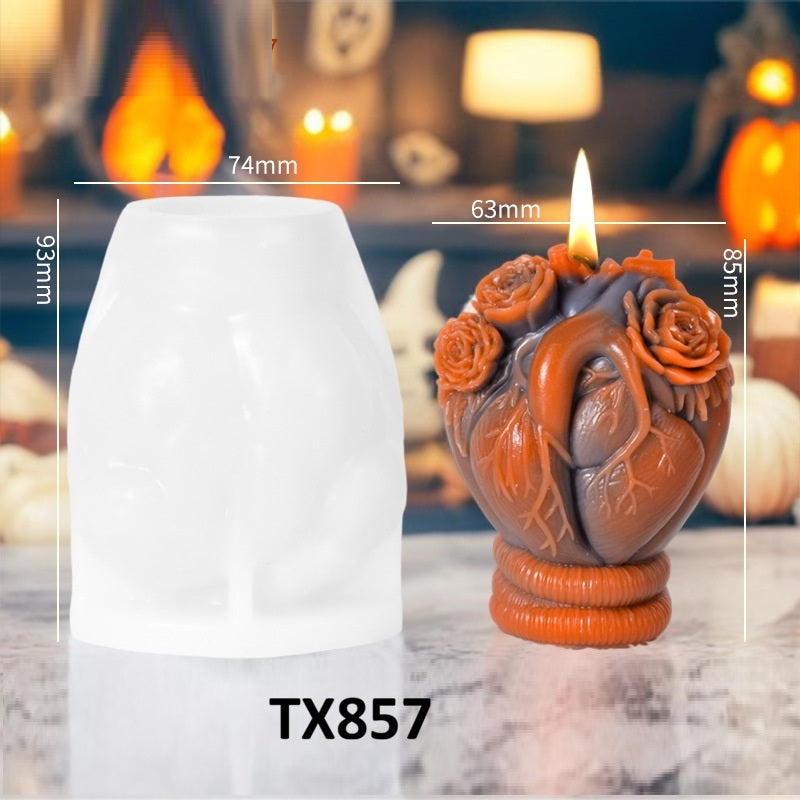 Mechanical Heart Skull Scented Candle Mold
