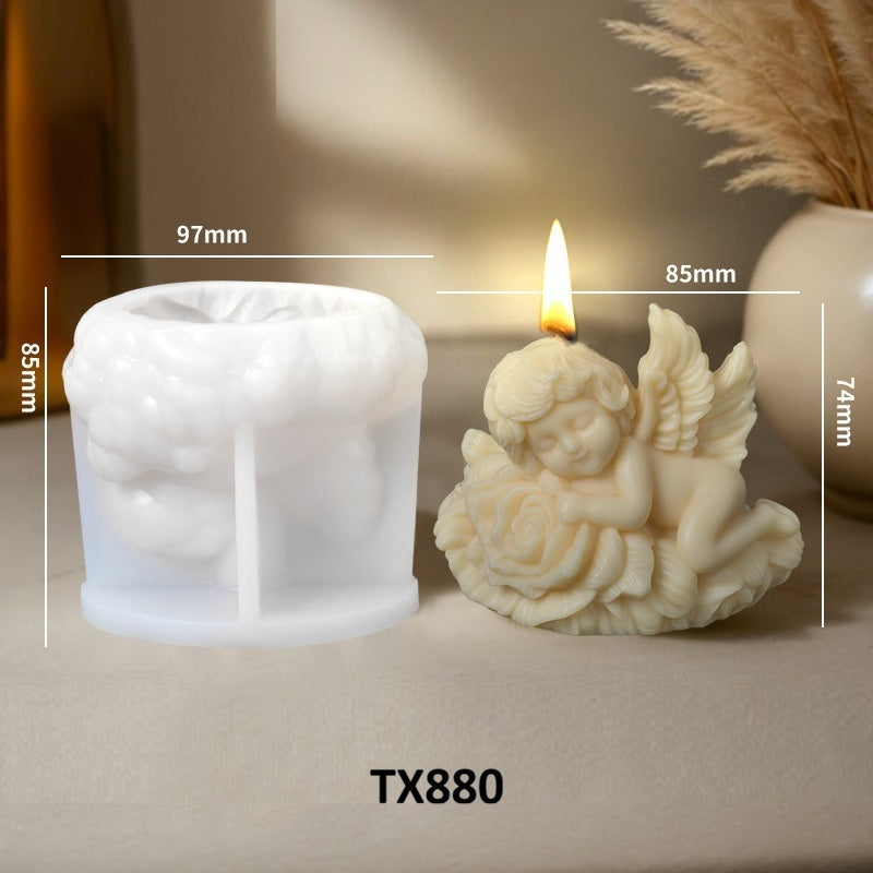 3D Rose Angel Silicone Scented Candle Mold