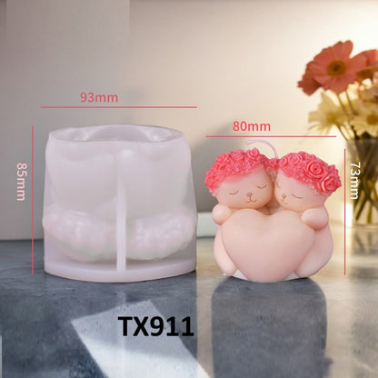 Valentine's Day Rose Bear Scented Candle Silicone Mold