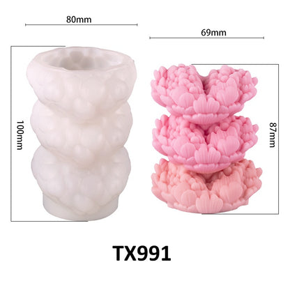 3D Rose Floral Heart Silicone Candle Mold