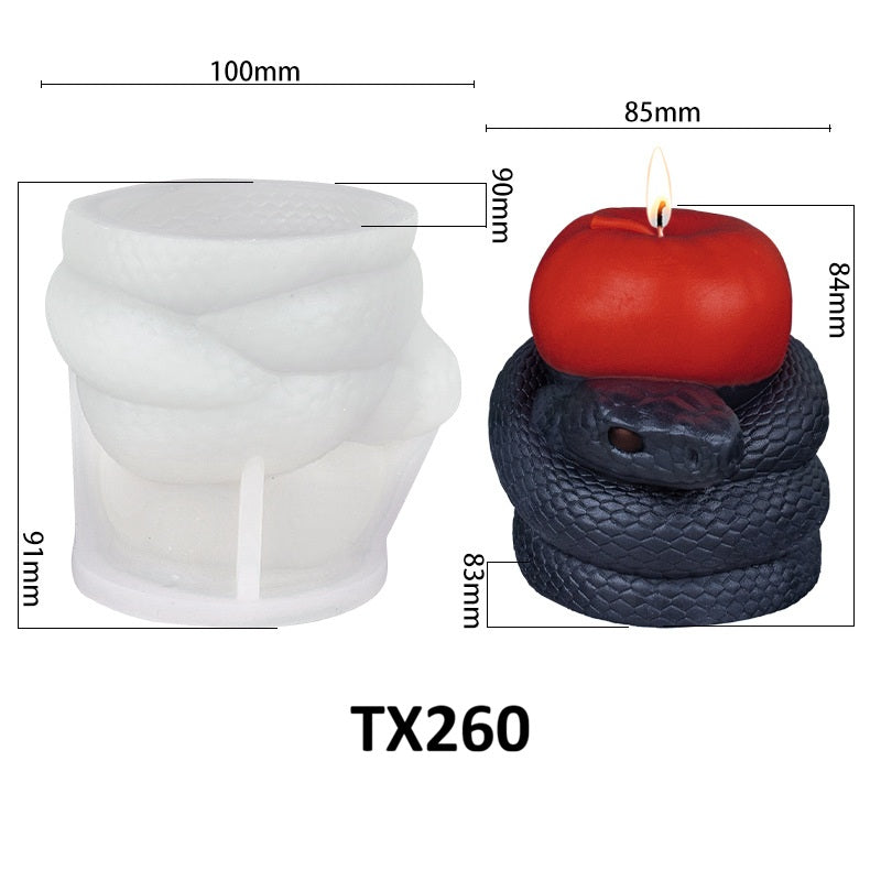 3D Heart with Snake Silicone Candle Mold