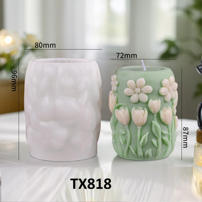 3D Blooming Flower Pillar Silicone Candle Mold