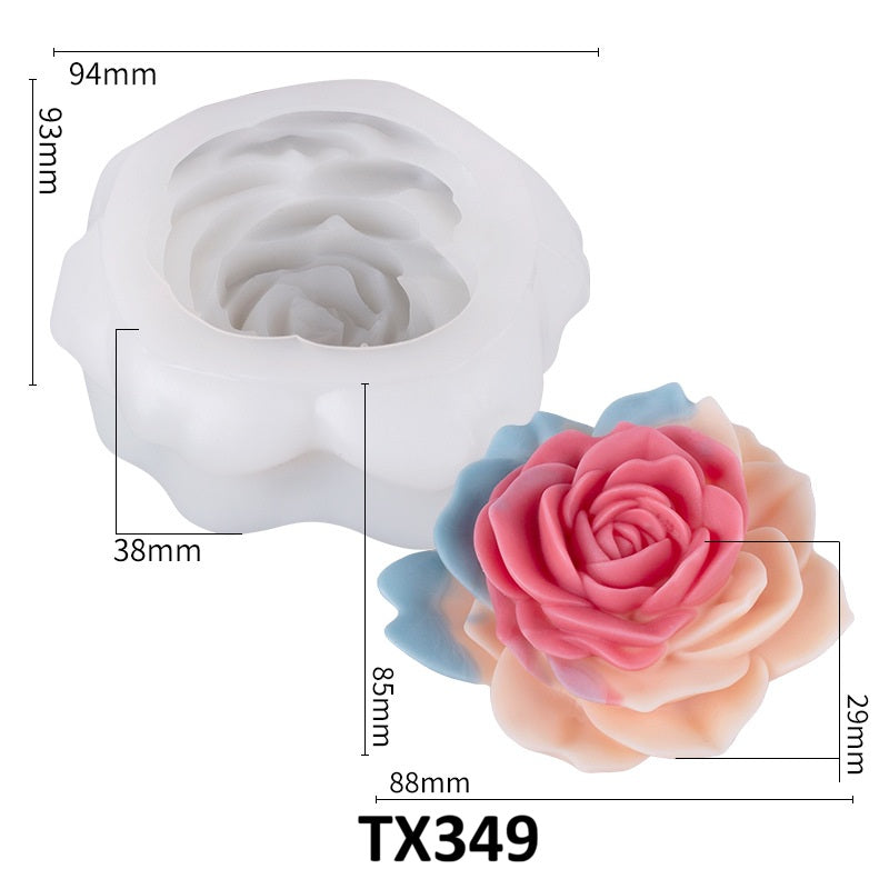 3D Realistic Rose Flower Candle Silicone Mold