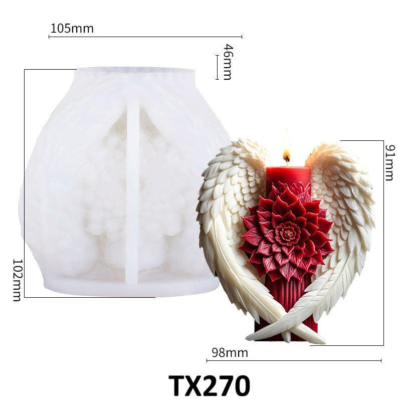 3D Angel Wings & Flower Silicone Candle Mold