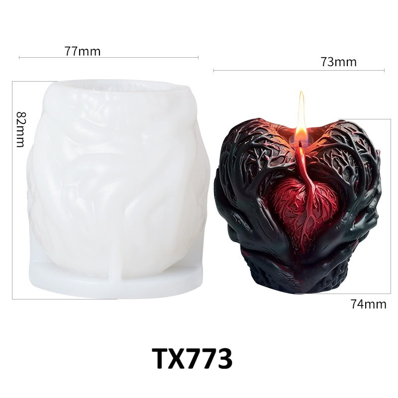 Halloween Hand Holding Heart Scented Candle Silicone Mold