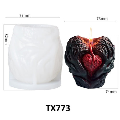 Halloween Hand Holding Heart Scented Candle Silicone Mold