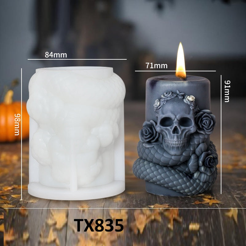 Cylindrical Snake Scented Candle Silicone Mold