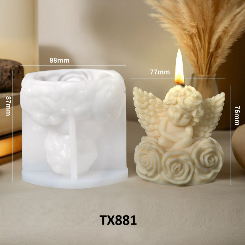 3D Rose Angel Silicone Scented Candle Mold