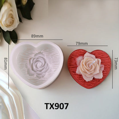 3D Woven Heart with Rose Silicone Candle Mold