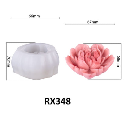 3D Rose Floral Heart Silicone Candle Mold