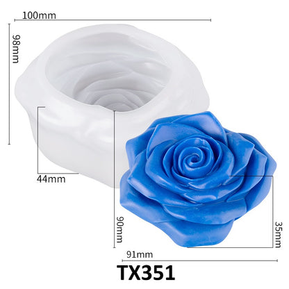 3D Realistic Rose Flower Candle Silicone Mold