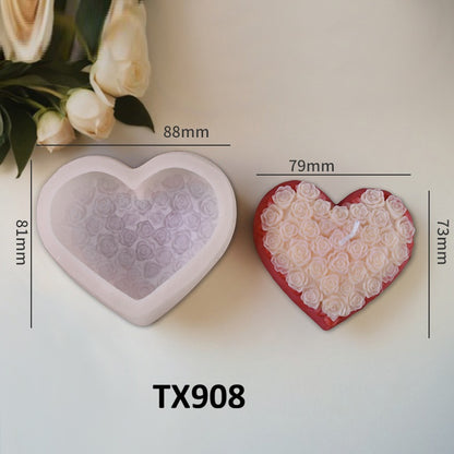 3D Woven Heart with Rose Silicone Candle Mold